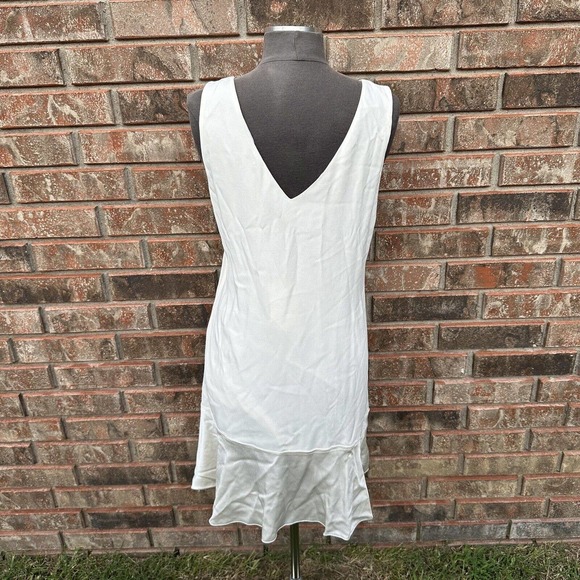 Theory Womens Dress Size 10 Warm Ivory Kensington Flirty Flare Low Back Designer - Picture 5 of 11